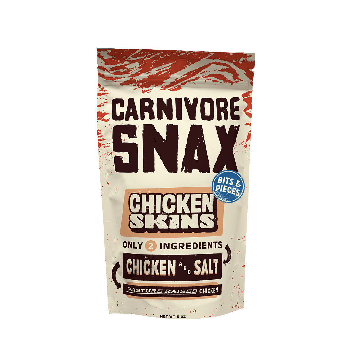 Chicken Skins Meat 'Chips' Snack, Chicken Skins and Redmond Real Salt