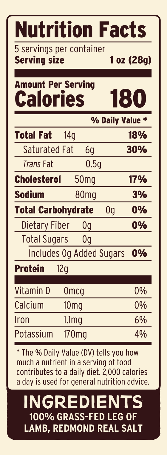 LEG OF LAMB Fat & Crumbs Nutritional Facts