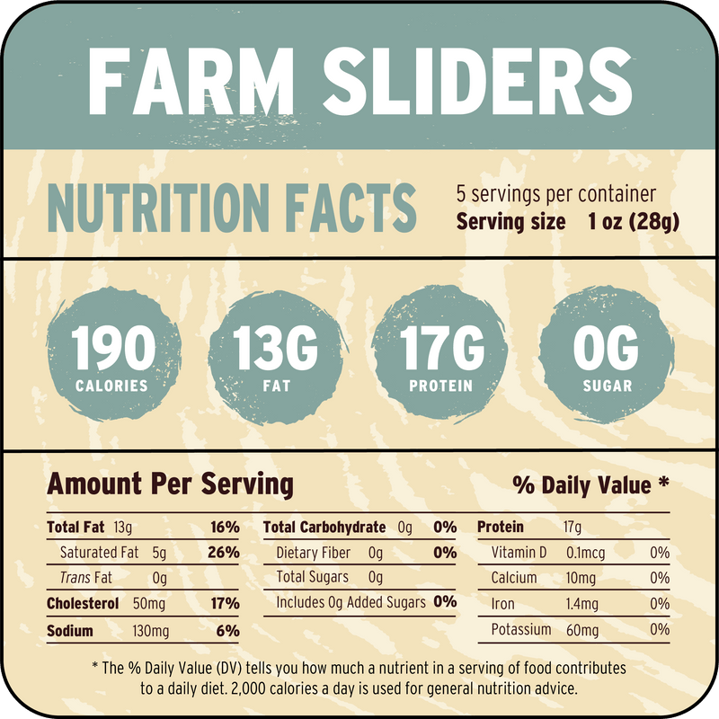 FARM SLIDERS Nutritional Facts